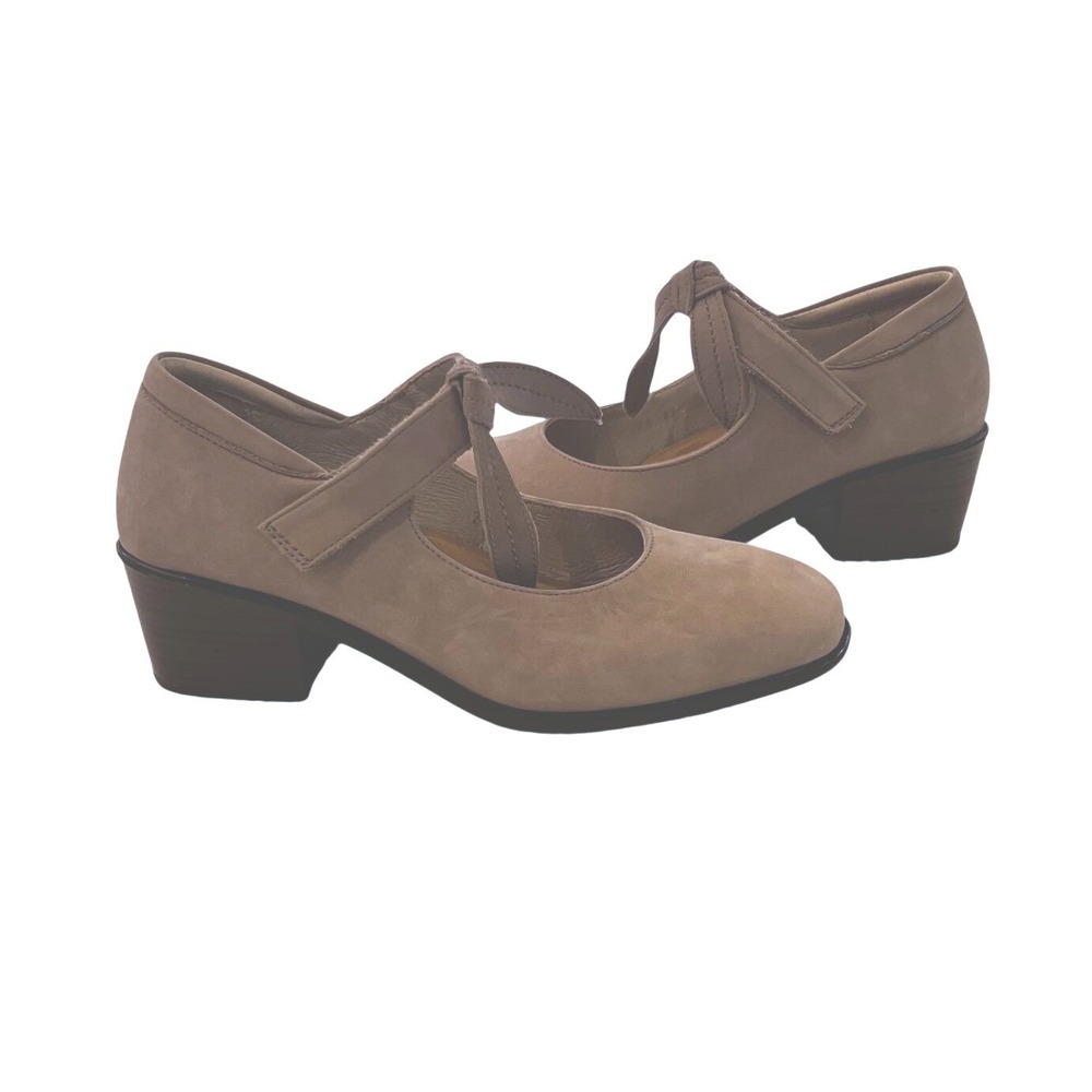 Naot Nobility Stone Nubuck Suede Leather Mary Jane Block Heel Shoes Size 37